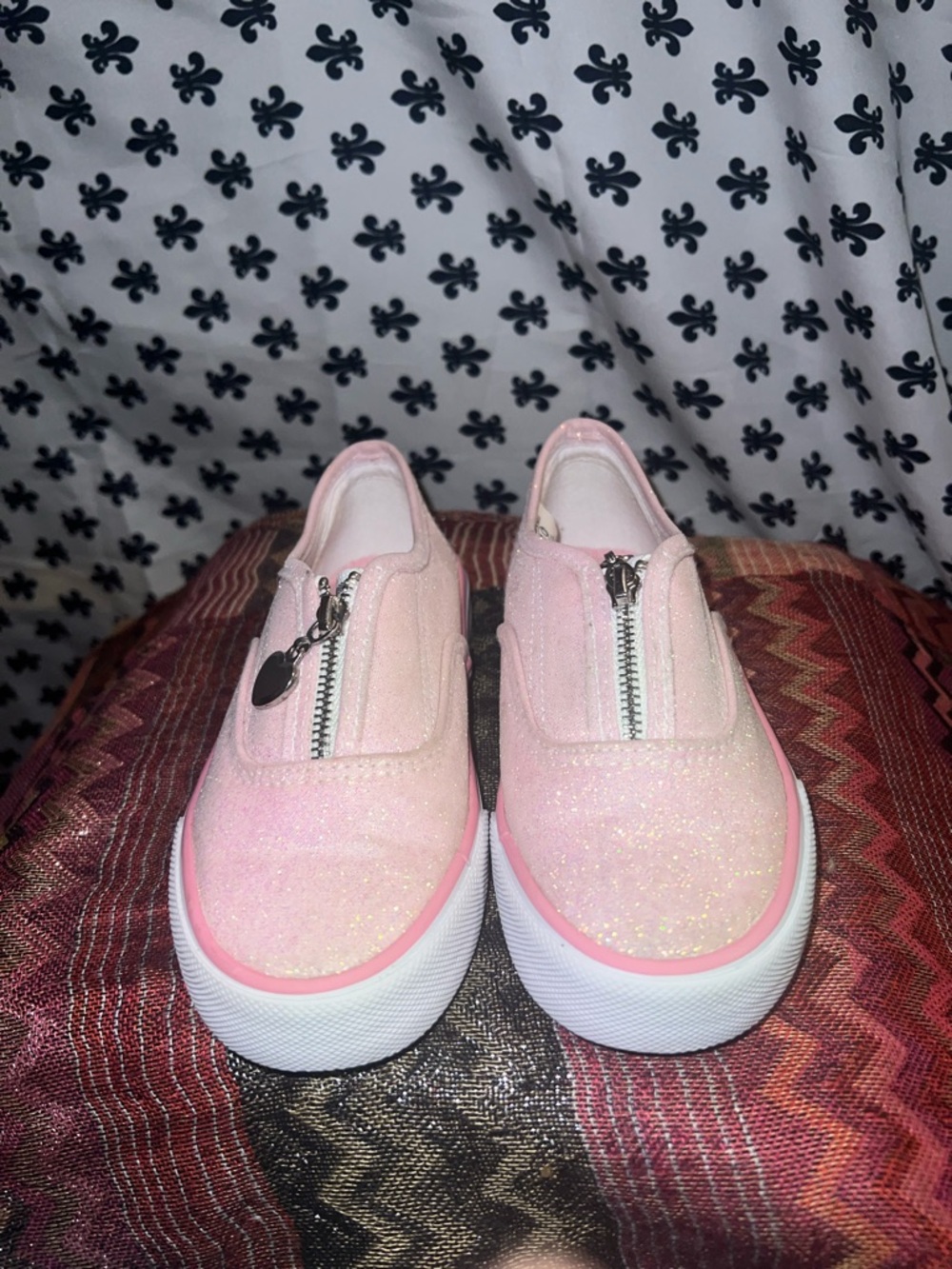 Kids Glitter Zip Slip-On Shoes - Pink